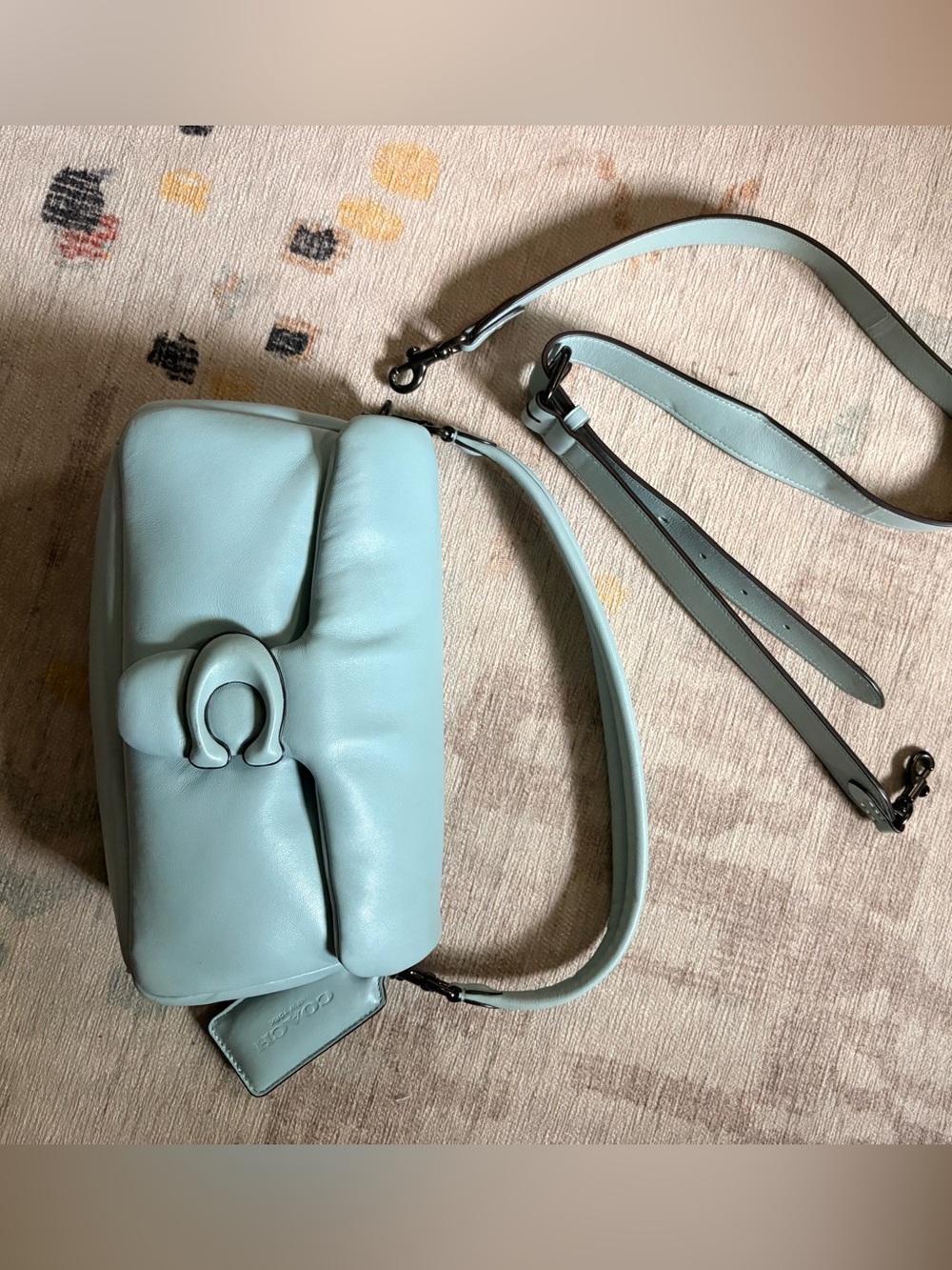 Coach Pillow Tabby Light Blue Leather Shoulder Bag with Detachable Strap